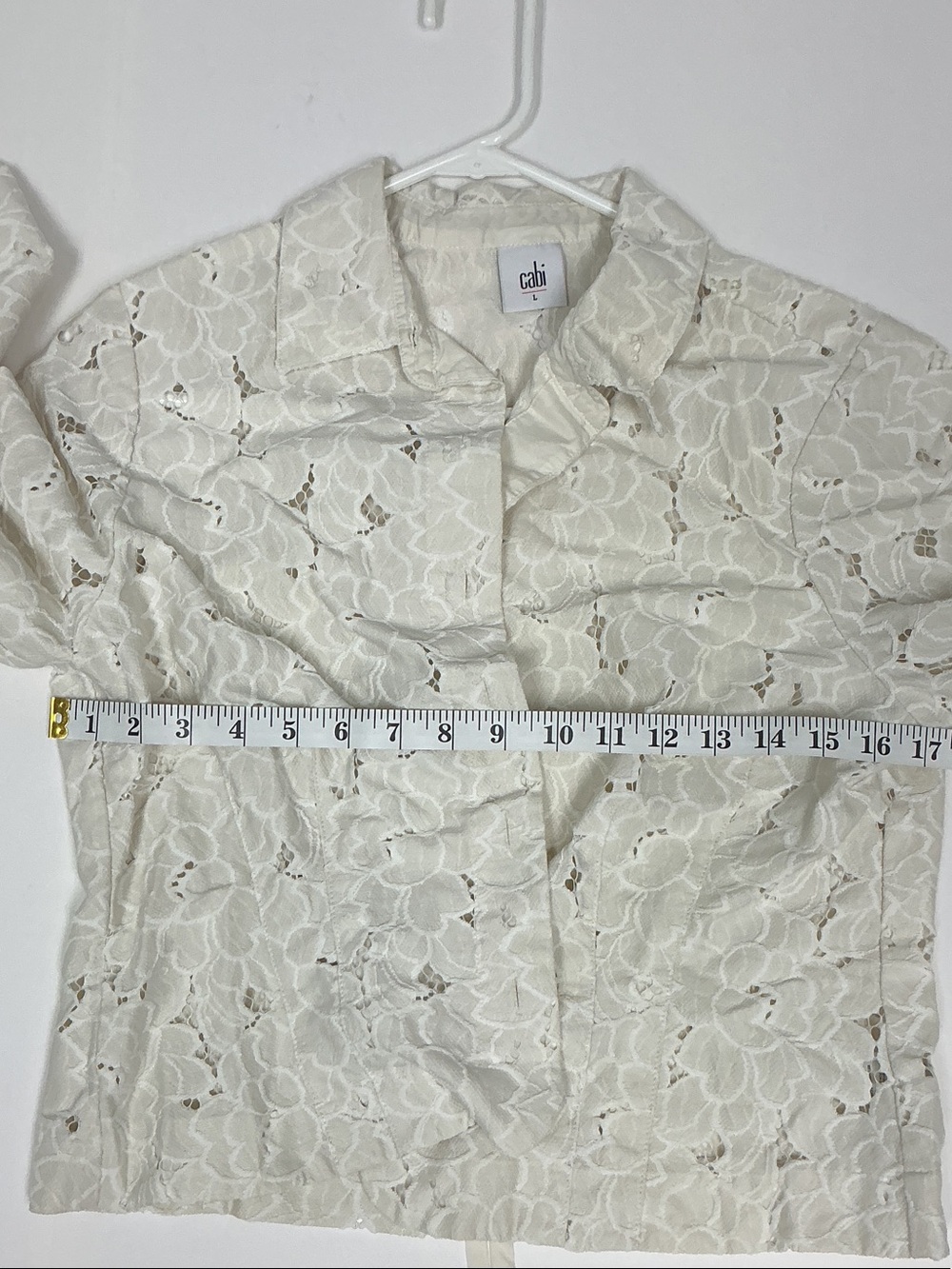 CAbi Ivory Lace Cropped Button Jacket - Picture 6 of 6